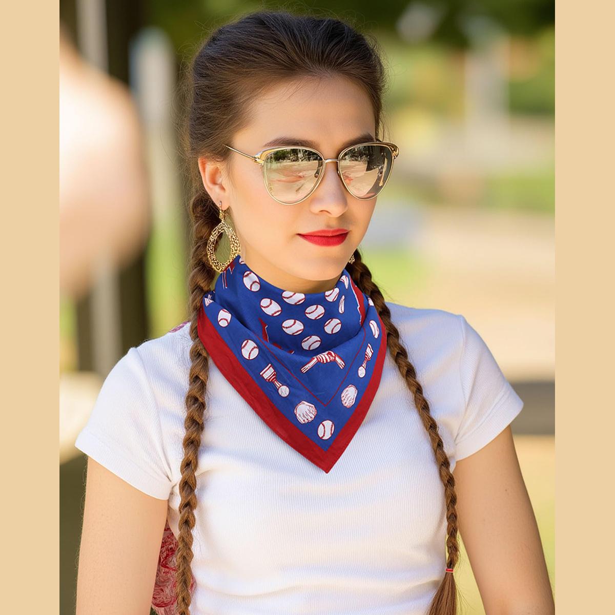 AWAYTR 22" Cotton Bandana for Men Women Football Match Sports Scarf Square Handkerchief Cowboy Bandanna for Ball Games Hanky