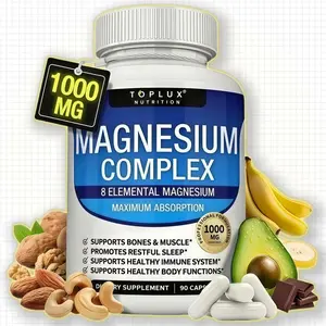 TOPLUX Magnesium Complex 8 Essential Magnesium Supplements 1000 mg Vitamin Dietary Fitness Edible-You can trust that this product comes from a trusted source as it's made in the US