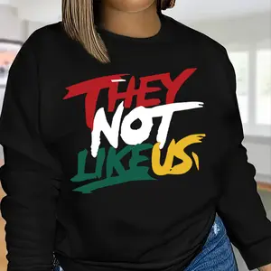 Plus Size Colorful 'THEY NOT LIKE US' Letter Print Sweatshirt Long Sleeve Casual Crewneck Comfort Top for Women