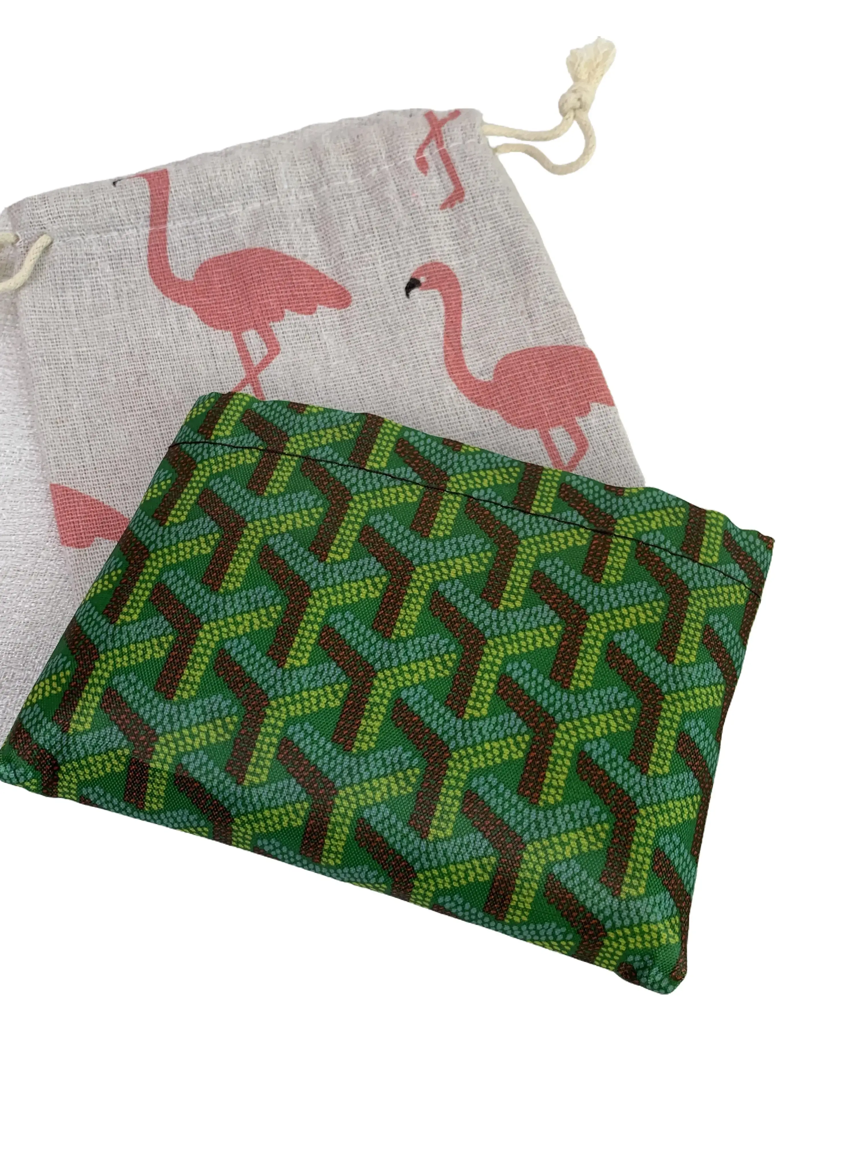 Green Geometric Print Storage Pouch