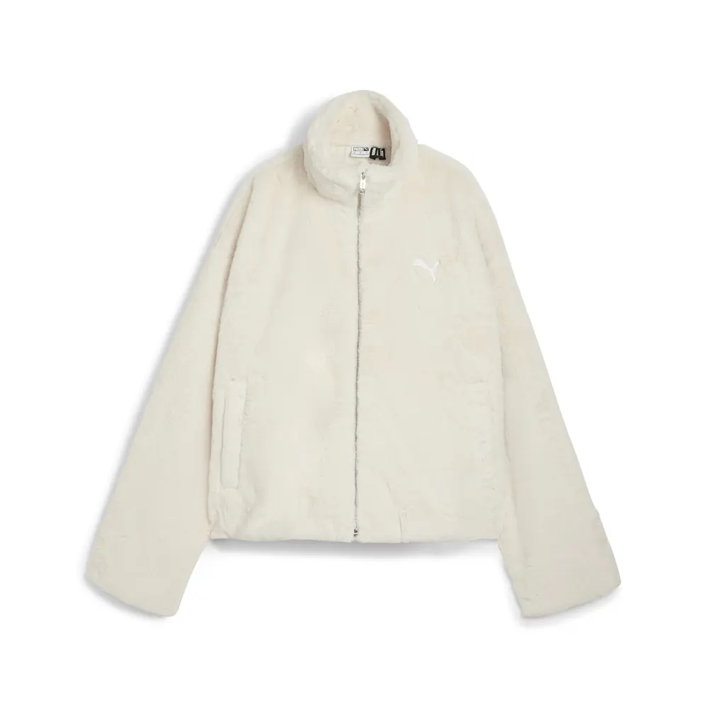 PUMA Womens Soft Fleece Jacket Athletic Outerwear Casual - White