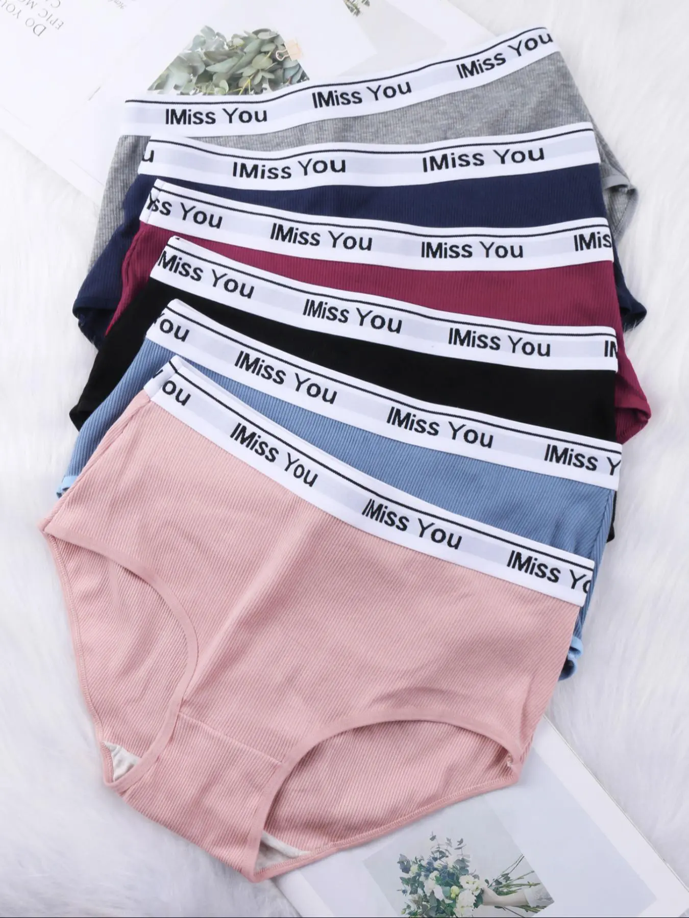 Women's Letter Tape Ribbed Seamless Knicker, Korean Wear, Pastel Comfy Fit Mid Rise Elastic Waist Summer Brief, Women's Underwear, Casual Soft Panties, Breathable Panties, Lightweight, Knit, Soft Minimalist Knicker, Intimates Briefs