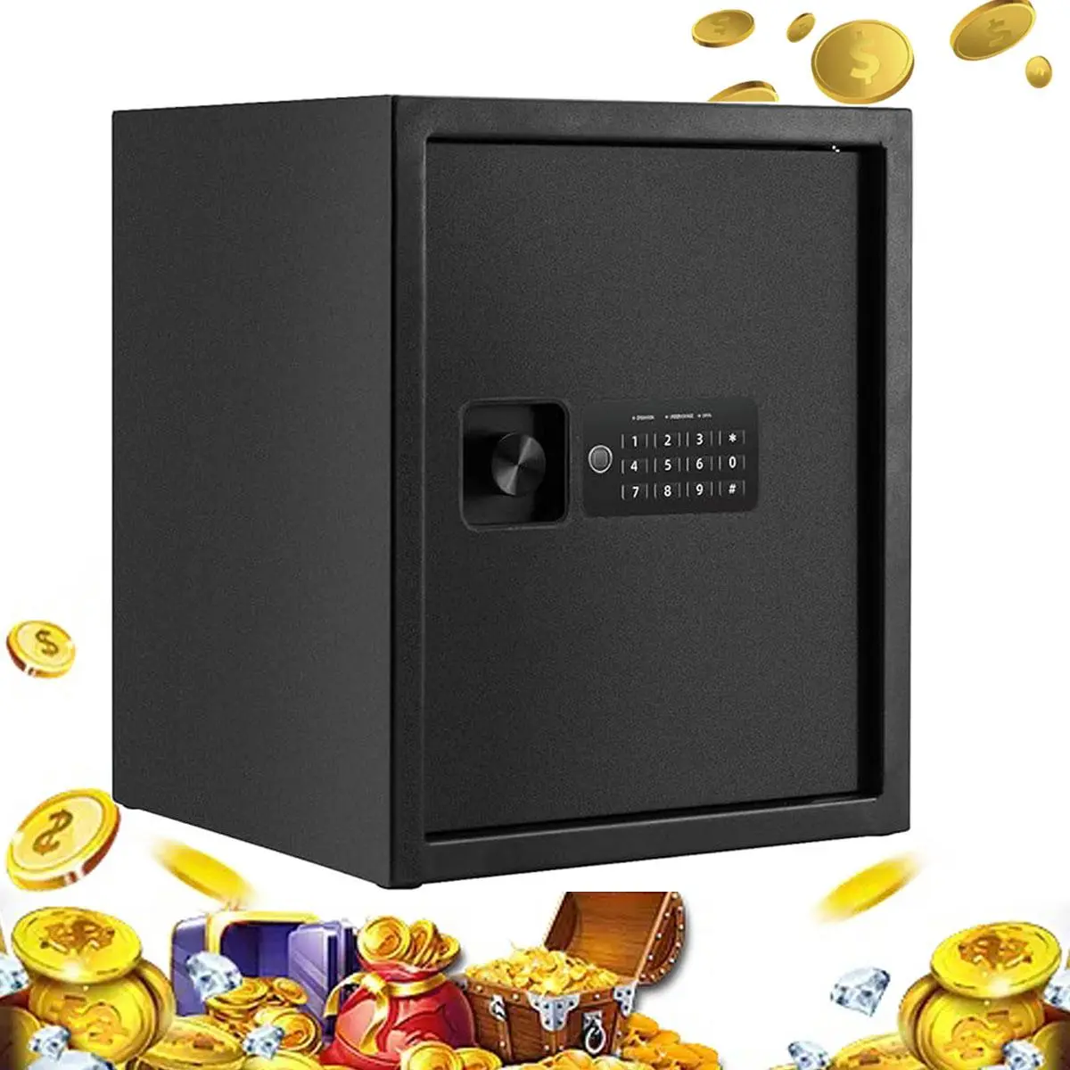 Locksworth Safe Box, Security Home Safe Box with Electronic Digital Keypad，Alarm System, Money Safe With Removable and Adjustable Shelf, Safe for Money Documents Valuables