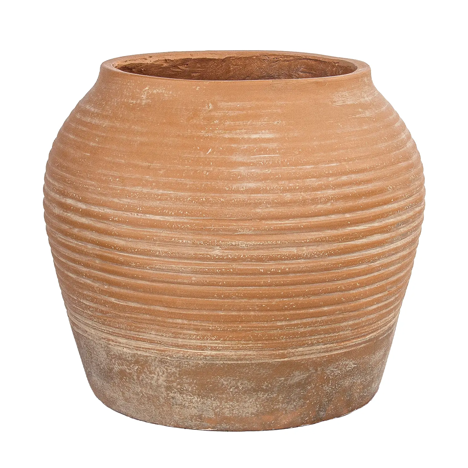 Distressed Terracotta Natural Clay Vase Planter (10"H x 12"Dia) with Pre-Drilled Drainage Hole, Traditional Home Décor for Indoor Plants & Year-Round Outdoor Courtyard Use, Farmhouse Style Flower Pot