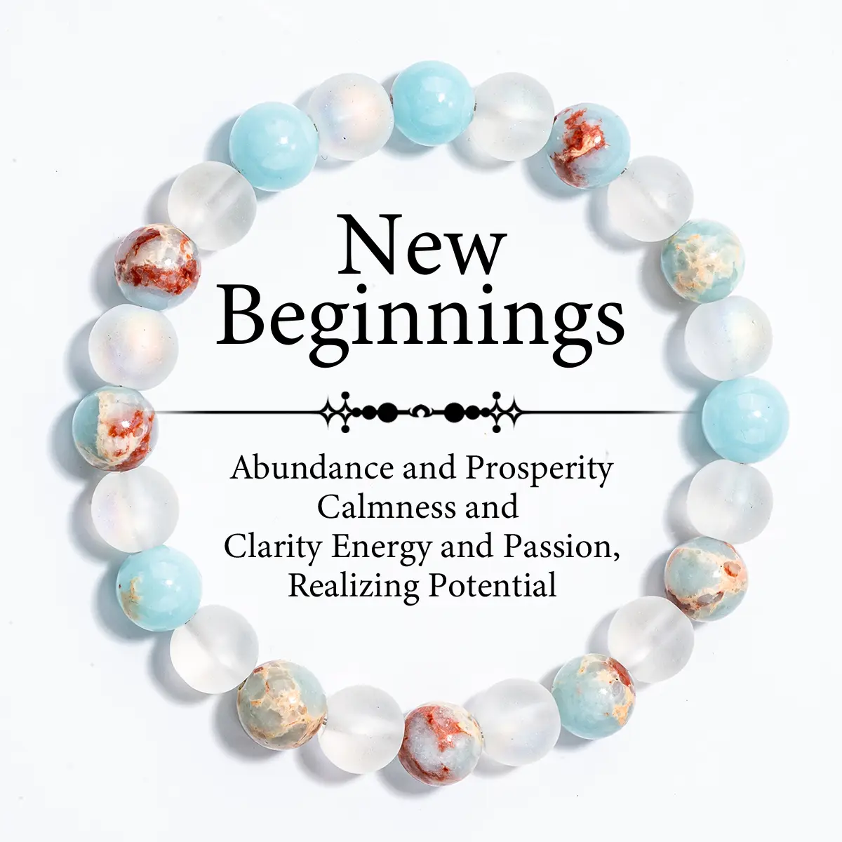 Elegant Jewelry Bracelet for Women - Genuine Aura Quartz & Sea Sediment Crystal Bracelets, Trendy Daily Stackable Unisex Couple's Jewelry Gift