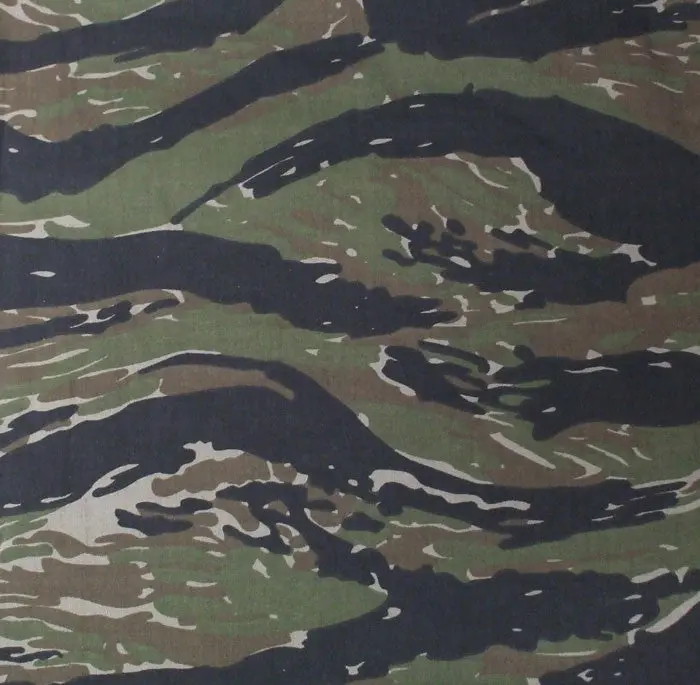 27 in. Square Military Style Jumbo Tiger Stripe Camo Bandana - 100% Cotton Clothes Accessory, Outdoor Headwrap, Tourniquet, Dust Mask, Neck Gaiter