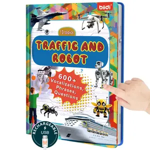 English Interactive Talking Book for Kids,Learning montessori toy for Over 2 Year Old Boys Girls ,with 600+ Sounds,13 Topics Traffic and Robot, preschool educational montessori preschool board  books words books for toddlers body safety Halloween Activity