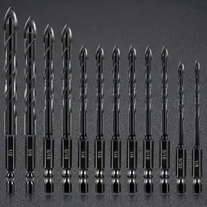 12-PCS Masonry & Concrete Drill Bit Set, Stone Drill Bits for Brick Block Wall, Marble Granite Stone, Drill Bit 1/8 to 1/2 inch Industrial Strength Carbide Cross Drill Bit