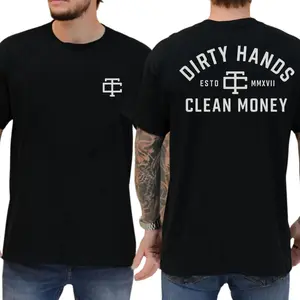 Dirty Hand Clean Money 2-Sides Graphics T-Shirt, Blue Collar Graphics Shirt, Graphics Tee For Working, Men's Gifts, Casual Menswear, For Men