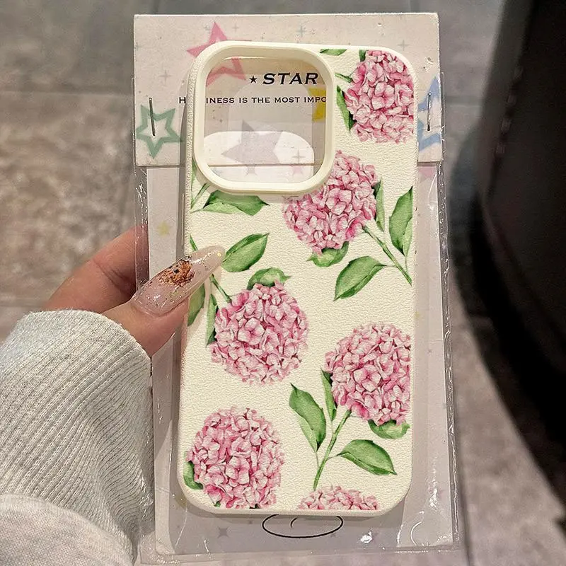 Hydrangea Flowers Smartphone Case - Minimalist TPU Casing, Shockproof Protection, Fresh Natural Design, Camera-Safe Cover for iPhone 16 Pro Max/16 Plus/15 Pro Max/15/14/13 Pro/12/11, Stylish Mobile Phone Accessories