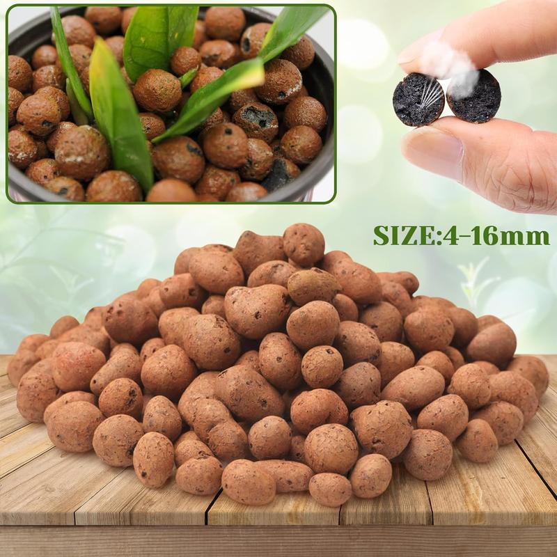 4LB Leca Clay Pebbles for  4mm-16mm Lightweight Clay Balls   Hydro Balls for Aquarium Potted  Hydroponic Growing Gardening Orchids Drainage Decoration Aquaponics