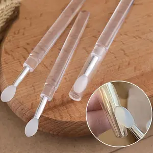 3pcs Silicone Nail Art Brushes, Reusable Nail Brushes for Nail Art,Glitter Mirror Powder Pigment Applicator Sticks