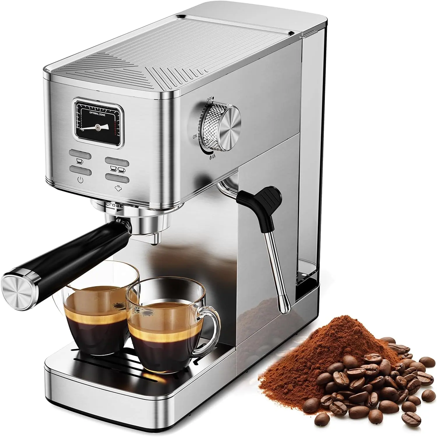 Kismile Semi-Automatic Espresso Machine - 20bar Pressure, 58mm Portafilter, Steam Wand Pro, Hot Water Dispenser, 12 in Tall, Compact, Easy Maintenance for Cappuccino, Latte