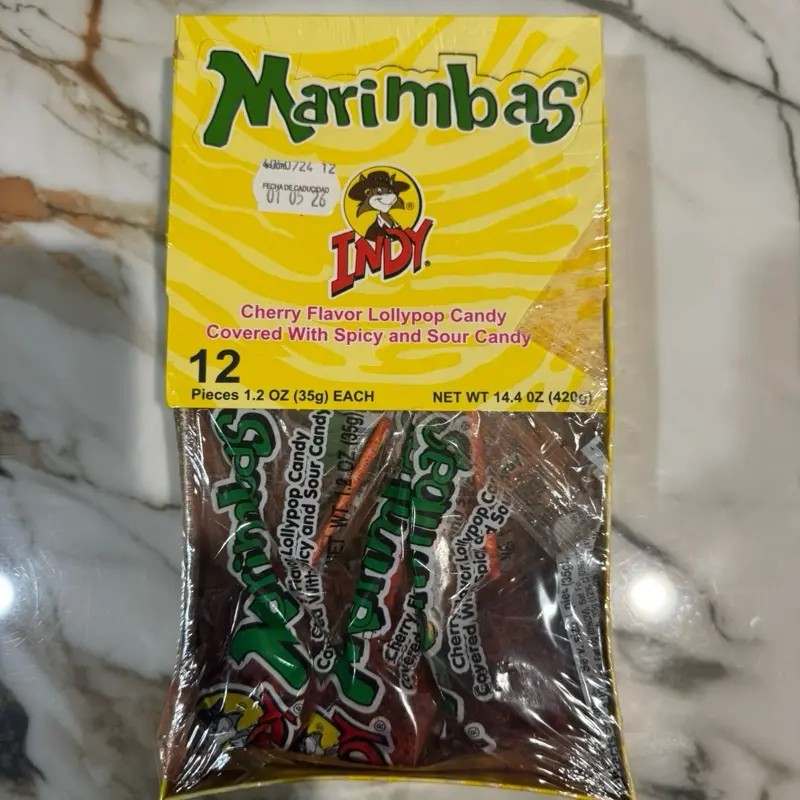Marimbas Spicy and Sour Covered Cherry Lollipop indy