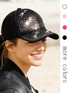 1PC stylish and trendy adjustable sun hat Baseball Cap in the "love" design with love motifs, made of shiny crystal, suitable for daily outings, vacations, casual wear and party occasions in spring and summer seasons, glamour