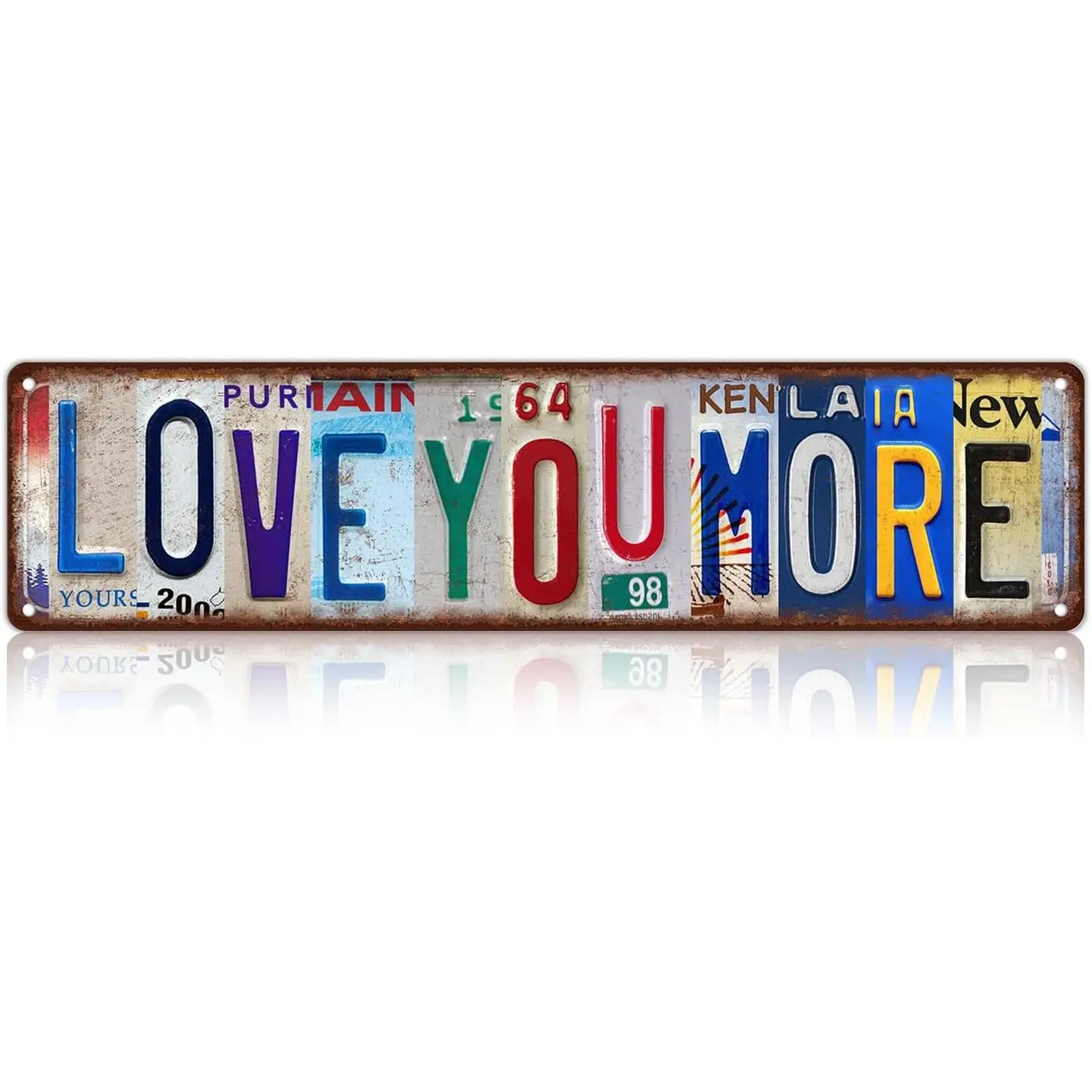 Vintage "Love You More" Metal Tin Wall Decor Sign, 16x4 Inches - Home Goods, Unique Room Decor for Home Bar, Coffee Shop, Apartment Accessories, Bar Signs For Home Bar, Artistic Home Accessory