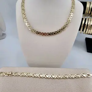 14K Gold Plate set corazones  Set 20 Inches Necklace