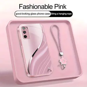 Suitable for [Galaxy S20 Fe] high-end women's phone case🥰，a beautiful four-leaf clover lanyard is included🍀，choose from all 26 letters—simple yet sophisticated YM99