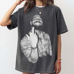 Comfort Colors Drake Middle Finger T-Shirt| Rap Merch Graphic Tee| For All The Dogs| Rare Hip Hop Graphic Print
