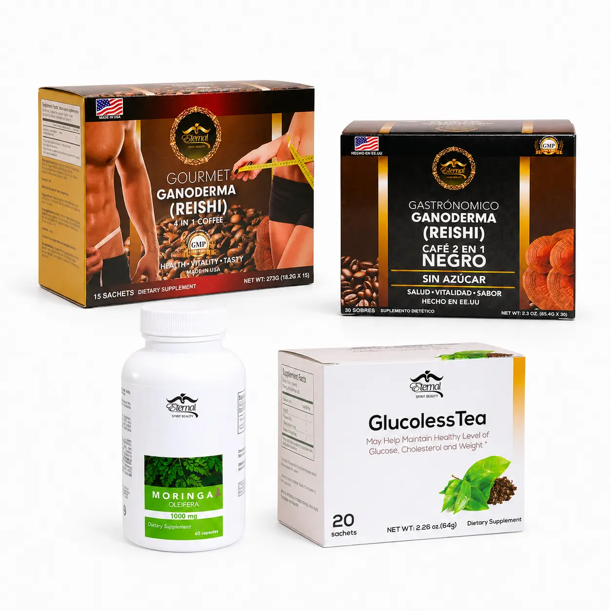Eternal Spirt Beauty Special 1 of Glucoless Tea -4 in 1  Coffe  & Negro  Coffee  b Moringa Cap everage delicious flavor