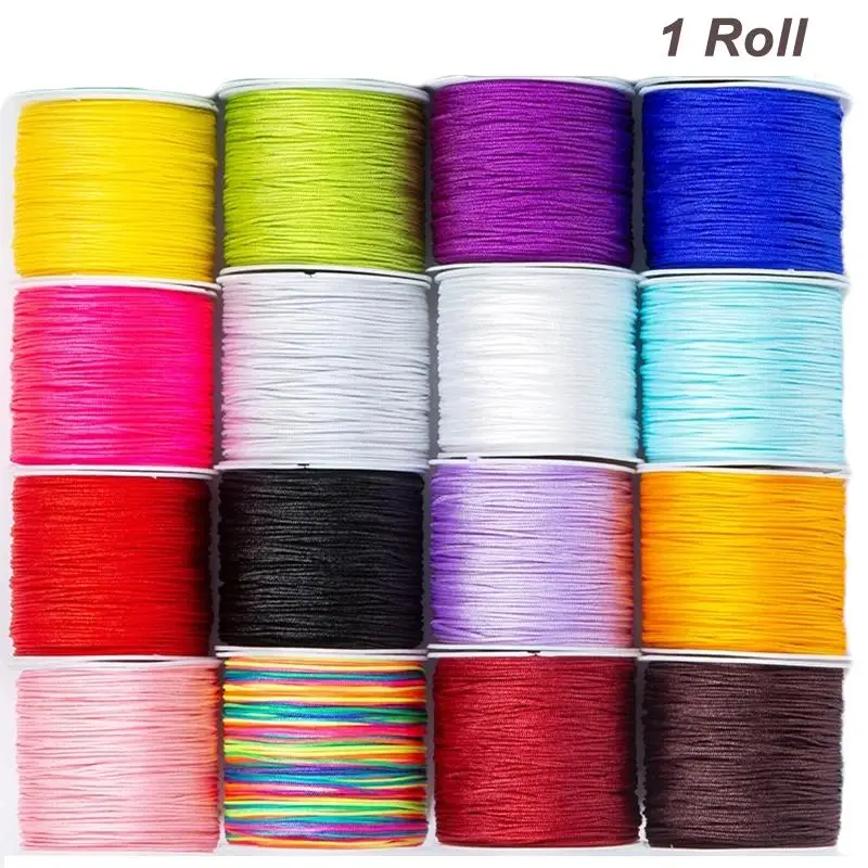 DIY Beading Thread, 1 Roll 45m/49.21 Yards Polyester Thread For Bracelet Necklace Jewelry Making