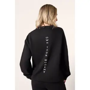 Birdiebee Own Your Moment Unisex Oversized Crew Pullover Long Sleeve Sweatshirt High-Quality Premium Fleece Casual Minimalist Winter Medium Length