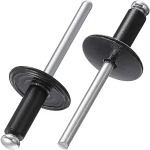 150 pcs 3/16 * 1/2" Large Cap Open End Black Aluminum Blind Rivets, 5 * 13 Blind Rivet