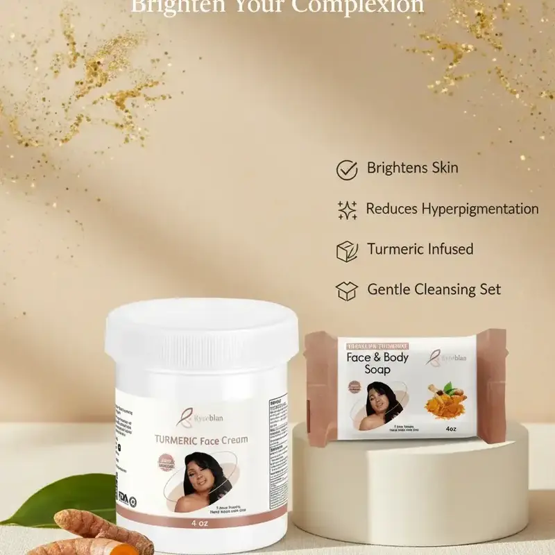 Byen Blan Hydrating Turmeric 4 oz Face Cream, 7oz heart shape Face & Body Soap.