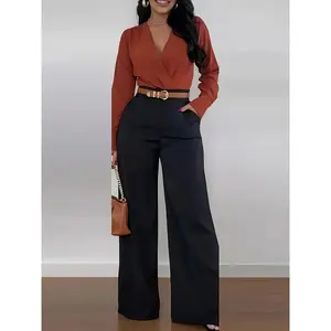 High-waisted loose wide-leg trousers with a slimming drape effect, suit pants