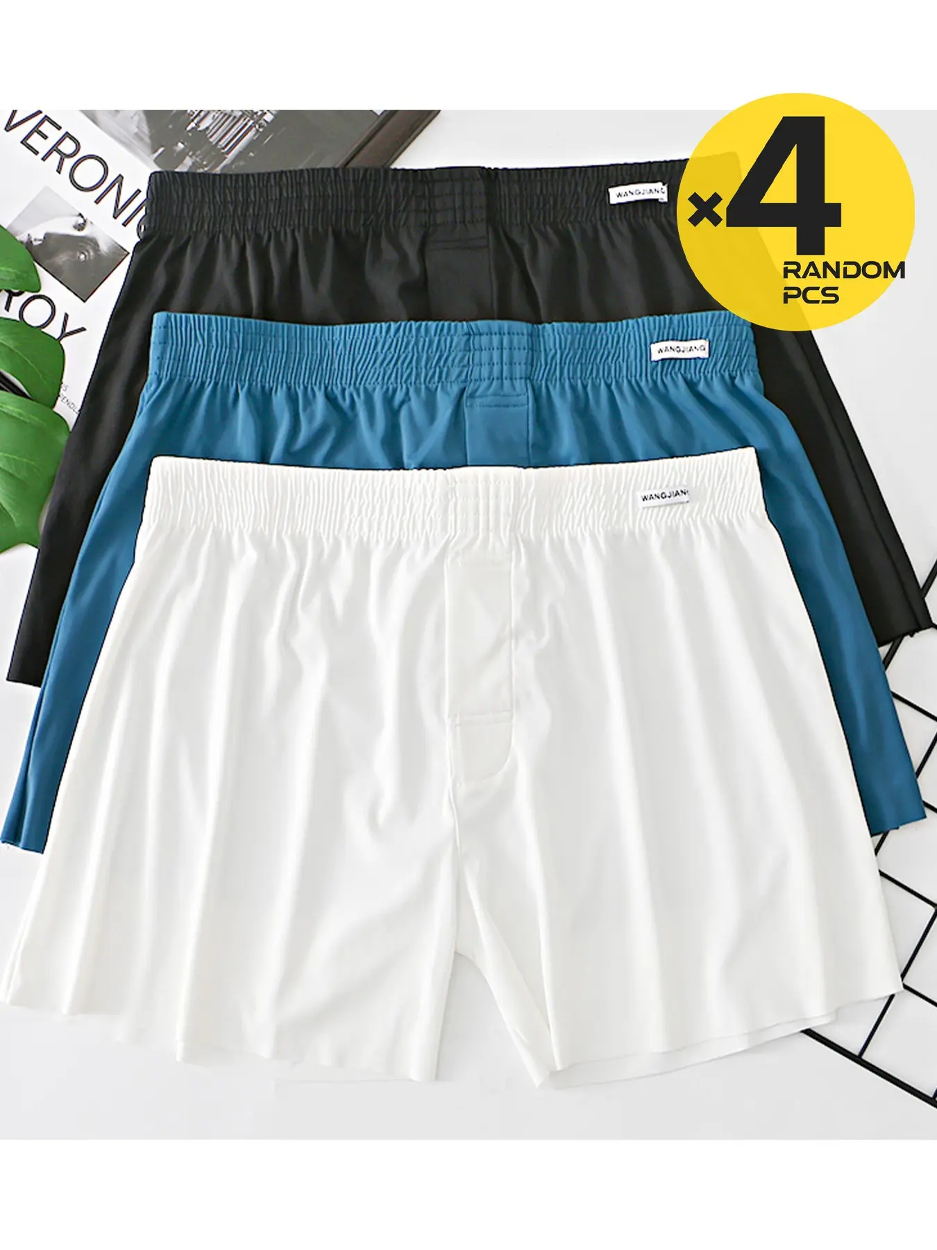 2/3/4 piece randomly combined style silk men's short pants, comfortable pure color high-end men's slim-fit sports pants, simple large-sized student sports pants, extra-large men's short pants, Casual Sports Shorts