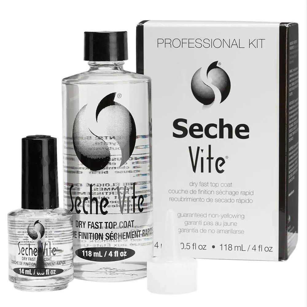 Seche Vite Professional Refill Kit, High-Gloss Clear Gel Topcoat & Nail Polish, Quick-Dry, Long-Shine Formula for Natural Nails, Fiberglass & Acrylic Extensions, 4.5oz