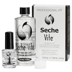 Seche Vite Professional Refill Kit High-Gloss Clear Top Coat for Natural & Gels Fiberglass Acrylic Extensions Quick-Dry Long-Lasting Shine 4.5oz