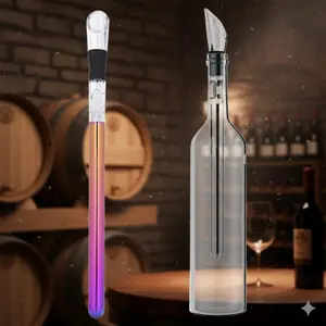 Portable Quick Detach Leak Proof Aerating Wine Pourer Stainless Steel Decanter Spout Kit for Home Bar Outdoor Use Corrosion Resistant Fast Oxidation Vortex Pouring Equipment Travel Wine Taster Tool