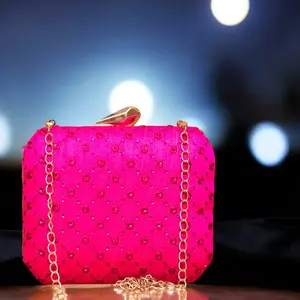 Exclusive Hot Pink Chikankari Box Clutch