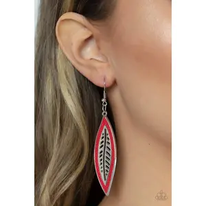 Paparazzi Leather Lagoon - Red Earrings