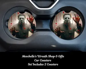 Horror Villain Bloody Hands Car Coasters - Upgrade Your Car Interior with Stylish and Functional Car Coasters