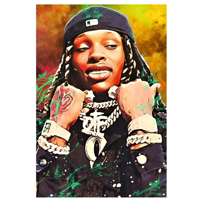 1 Count 12x18" Frameless KING VON Music Canvas Poster - Wall Art for Home, Office, Bedroom, Clubs & Cafes - Perfect for Room Decor