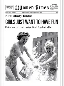 Funky Hot Girls Having Fun Prints Poster Black and White Posters Bar Cart Art Apartment