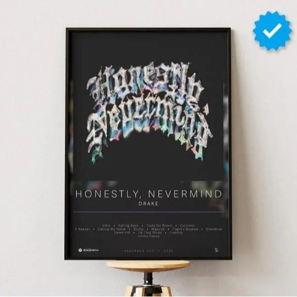 Drake Poster | Honestly, Nevermind Poster | Album Poster Prints | Wall Decor Posters | Album Cover | Rap Music Poster Unframed