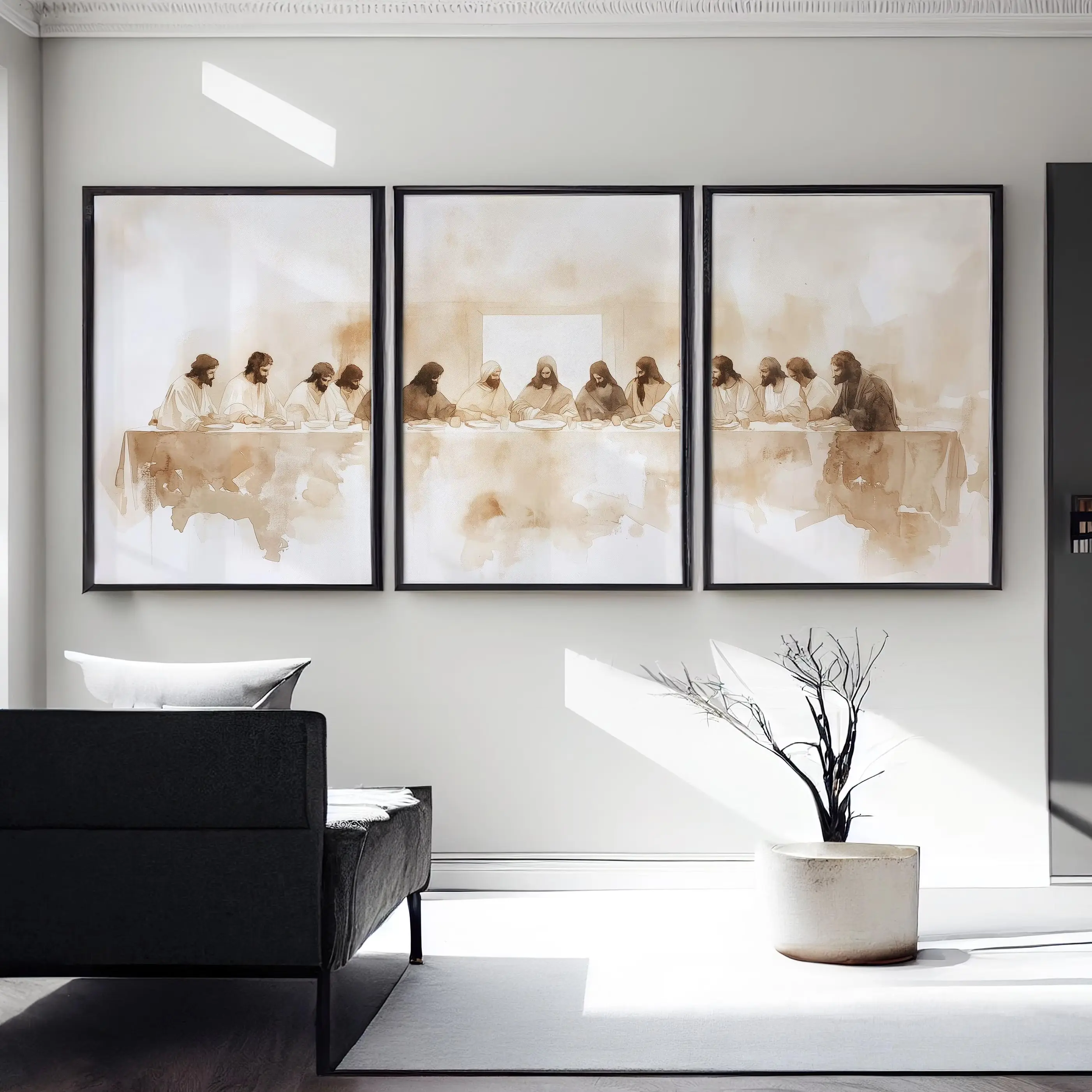 Jesus Set of 3 Poster Unframed, Leonardo Da Vinci Parable LDS Home Decor, Bible Renaissance Wall Art, Christian Faith Shepherd