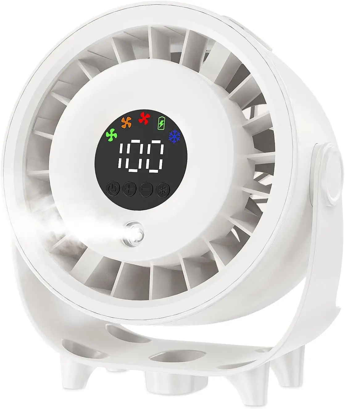 New Misting Fan Humidifying Rapid Cooling Hanging Hole Low Noise Digital Display Button Controlled Speed Fine Absorbable