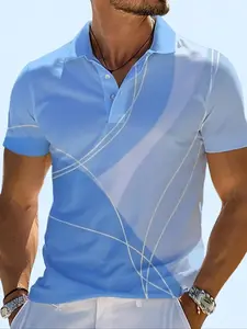 Men's Summer Colorblock Striped Print Tennis Golf Casual Style T-Shirt, Casual Fitted Short Sleeve Tee, Casual Sporty Top, Trendy Relaxed Fit for All Seasons
