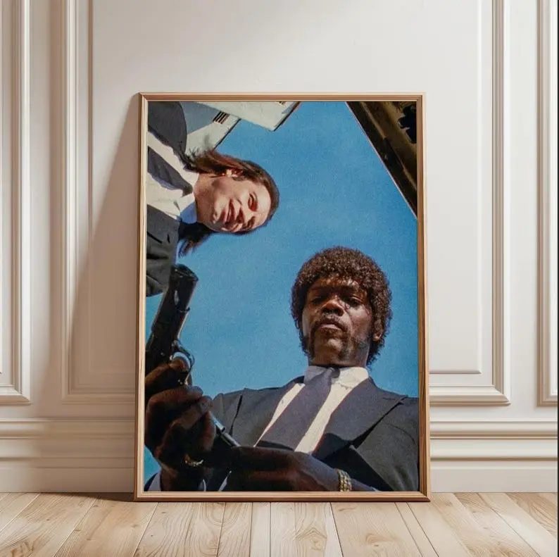 Pulp Fiction Film Poster, Movie Print Vintage Wall Art, Tarantino Cult Classic  , Premium Poster, Canvas Home Decor
