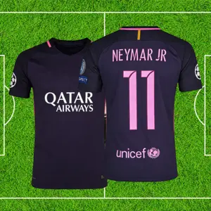 1617 Away Short Sleeve Blue Pink Neymar Jr. No. 11 Short Sleeve Top Soccer Jerseys