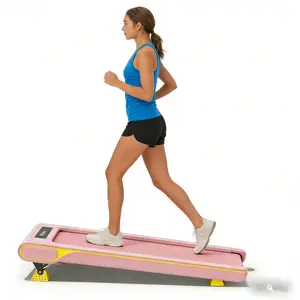 Pink & Yellow Treadmill Walking Pad, Affordable At Home Gym Equipment for Small Space, Apartment Cardio Workout Machine, Compact Fitness Equipment