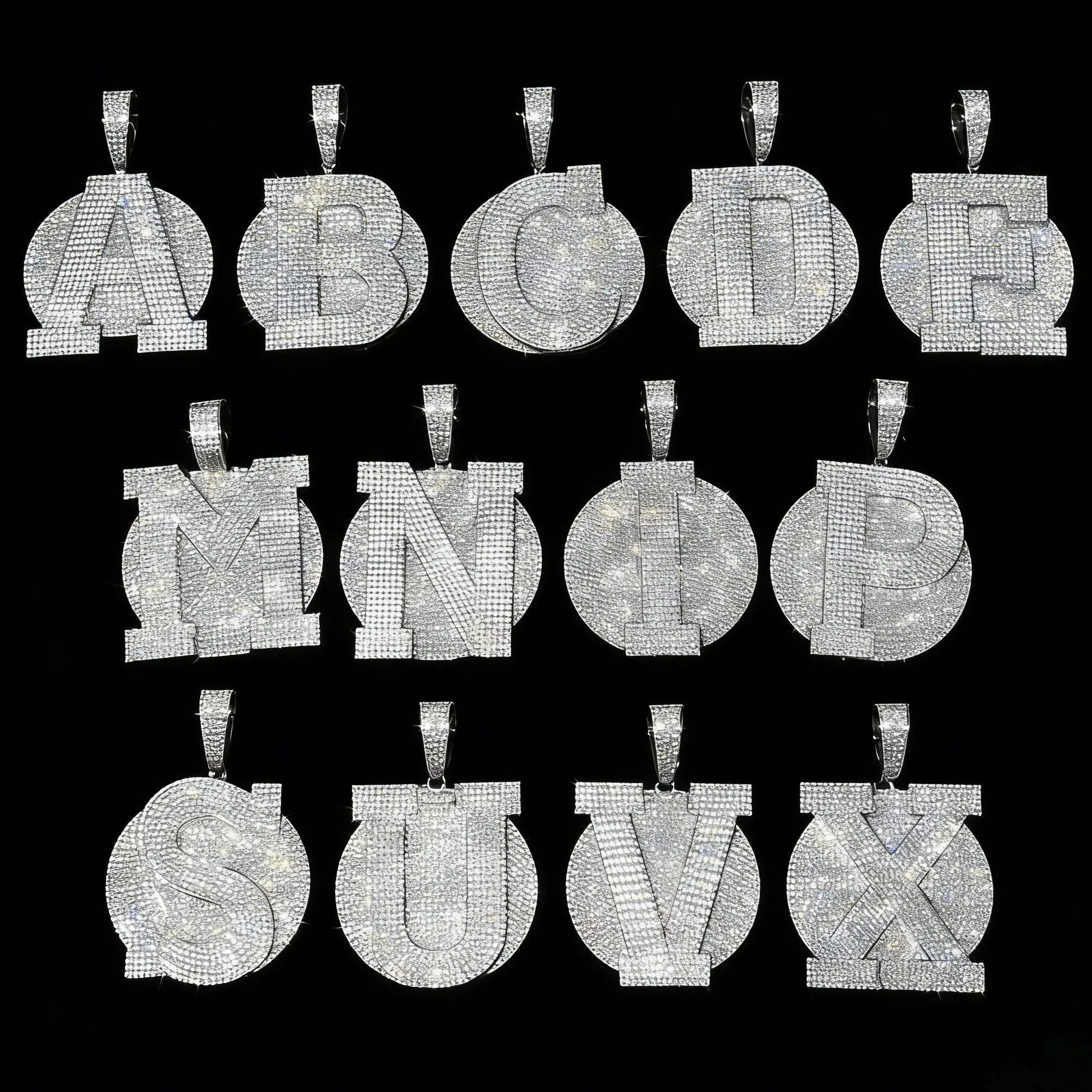 Unisex Inspirational Custom Iced Out Bubble Initial Pendant, 2-34 Multi-Letter Drip Chain, Cubic Zirconia Engravable Snowball-Shaped Rhinestone Necklace, Personalized Costume Jewelry, Complimentary Shipping