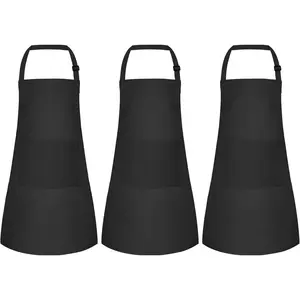 3 Pack Kids Apron with Pockets Adjustable Painting Apron Children Art Apron Toddler Chef Aprons for Kids Painting Cooking Crafts Baking (Black)