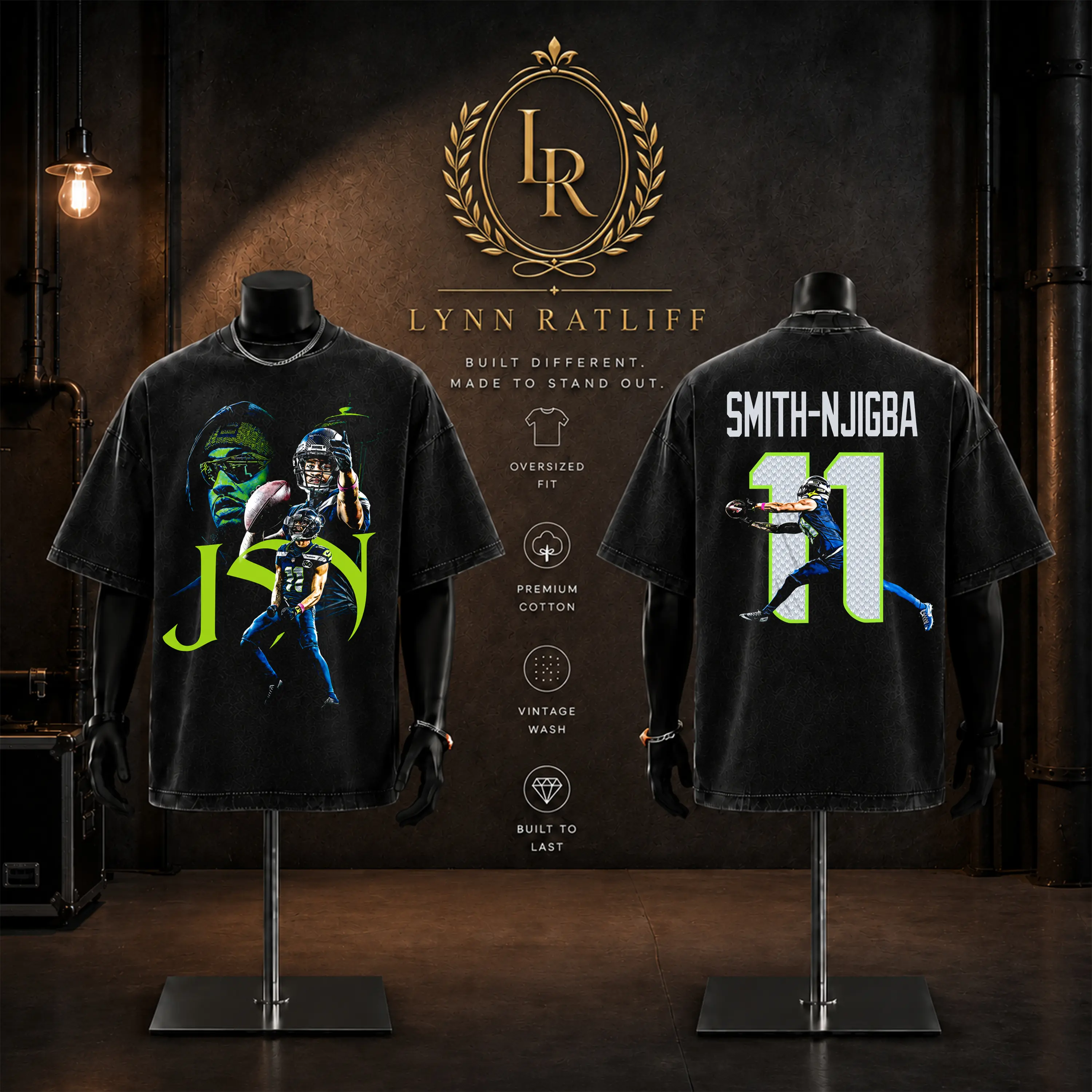Jaxon Smith‑Njigba (JSN) Game Day Retro Unisex 100% Heavyweight Cotton T-Shirt – JSN Fans Shirt, Seahawks Graphic Football Shirt, Game Day Outfits, Gift For Football Fans