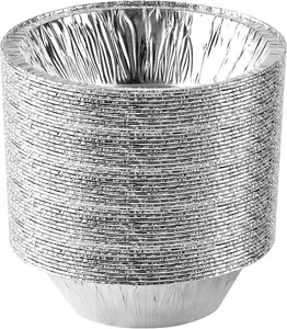 6'' Inch Round Disposable Aluminum Tin Foil Cake Pans, Freezer & Oven Safe, Pack of 50, Ideal for Baking Cooking Storage Roasting Reheating