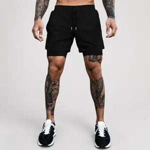 Men’s Black Athletic Shorts Casual Drawstring Workout Shorts with Zipper Pocket Quick Dry Summer Gym Running Wear